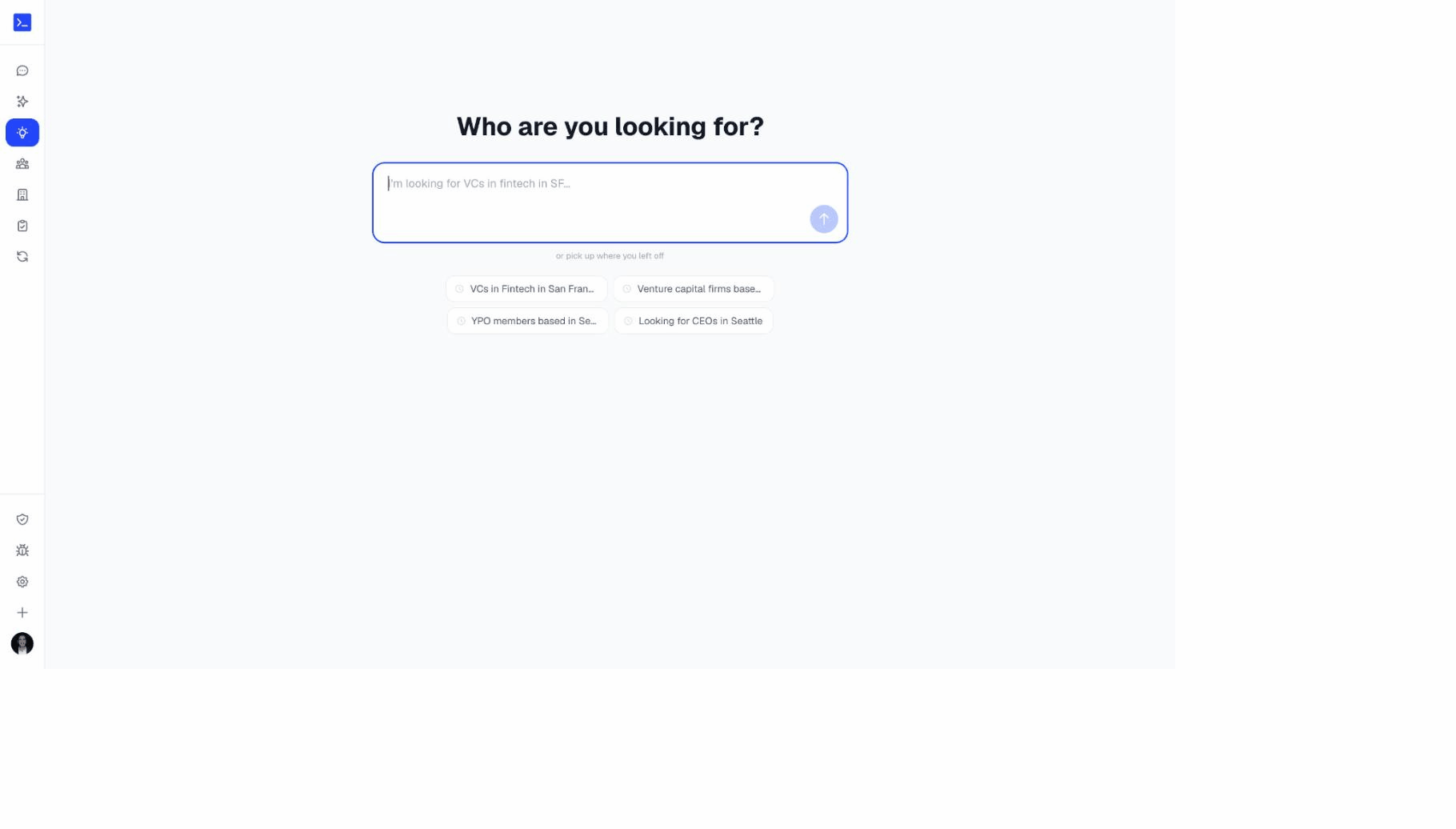 Animated demo of NetworkOS AI search: a natural-language query is typed, then the assistant works through analyzing the query, researching context from the web, generating search patterns, scanning contacts, evaluating relevance, and ranking results.